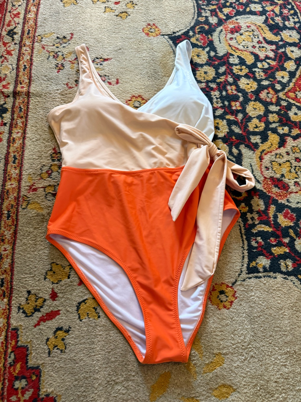 Flattering Cupshe Orange & peach Tie-Detail One-Piece Swimsuit